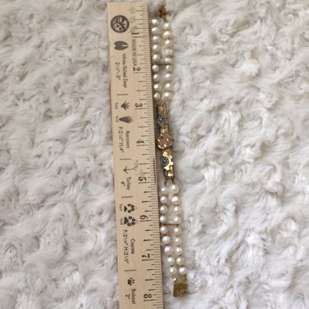 Antique rolled gold bar pin-- freshwater pearls bracelet - Picture 8 of 8